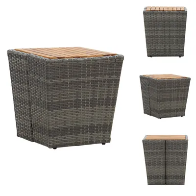 Image de vidaXL Table d'appoint Gris 41,5×41,5×43 cm Poly Rotin & Bois Massif - Tables de jardin