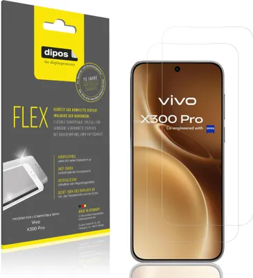 Produktbild von 2x Schutzfolie für Vivo X300 Pro Folie, 100% Displayabdeckung, dipos Flex