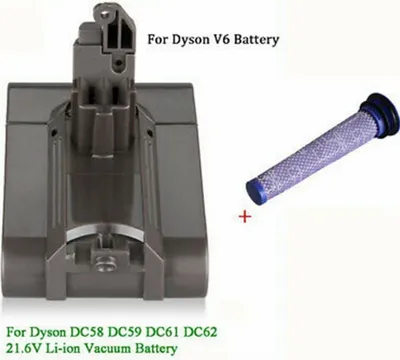 Image de 3000mAh 21,6V Li-ion batterie de rechange pour Dyson V6 DC58 DC59 DC61 DC62 DC74 SV09 SV07 SV04 batterie d'aspirateur + filtre