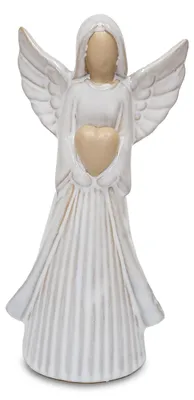 Produktbild von Engel Figur aus Porzellan mit Herz – Weiß, 18 cm Schutzengel