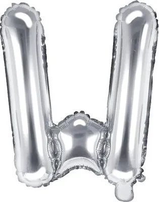 Immagine prodotto di Palloncini in foil lettera "W", 35 cm, argento (1 scatola / 50 pezzi)