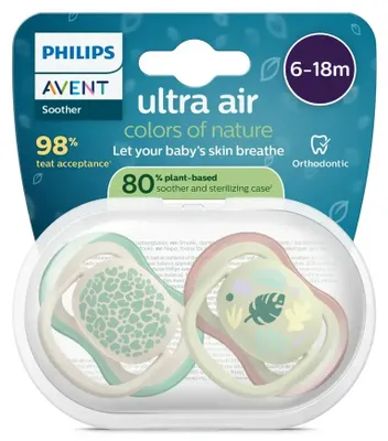 Productafbeelding van Philips Avent Avent Ultra Air Fopspeen Leaves 6-18m (2 stuks)