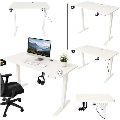 Zdjęcie produktu dla Biurko elektryczne regulowane pamięć panel sterowania 120x60cm białe
