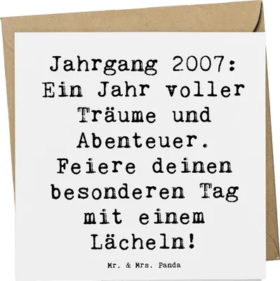 Produktbild von Mr. & Mrs. Panda Klappkarte Spruch 2007 Geburtstag - Weiß - Geschenk, Glückwunschkarte, faltkarte, liebevolle Geschenke, Glückwunsch, besonderer Tag, doppelkarte