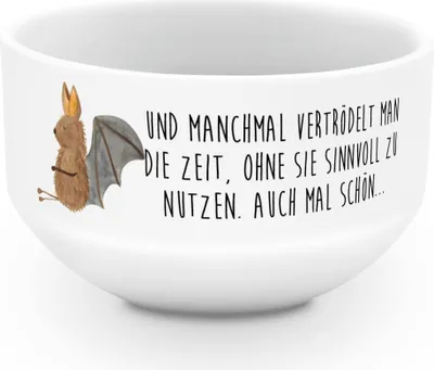 Produktbild von Mr. & Mrs. Panda schale Fledermaus Sitzen - Weiß - Geschenk, porzellanschale, porzellanschüssel, Porzellan, Gute Laune, Müslischale, Motivation, Schüssel, Entspannen