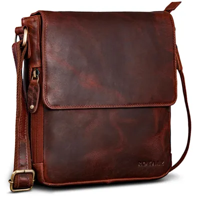 Produktbild von ROYALZ "Cleveland" Umhängetasche Herren Leder Klein - Vintage Männer Schultertasche aus Echtleder im Vintage Look - Ledertasche für Freizeit City Alltag Ausflüge