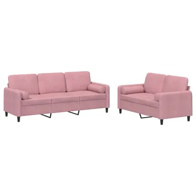 Imagen del producto de vidaXL Juego de 2 sofás con cojines, color rosa, tapizados en terciopelo
