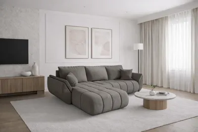 Produktbild von Kaiser Möbel Ecksofa mit schlaffunktion und bettkasten TOKYO PREMIUM, stoff MONOLITH, Hellgrau, Links