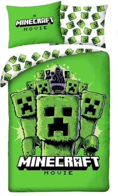 Produktbild von Unyqoos® Minecraft Bettwäsche-Set 1-tlg. – Deckenbezug 140 x 200 cm + Kissenbezug 70 x 90 cm, 100% Baumwolle, beidseitig bedruckt (Zombies & Creeper)