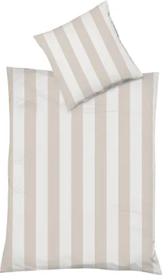 Produktbild von Fleuresse Mako-Satin Bettwäsche 200x220 Streifen Blockstreifen beige sand 114412-7