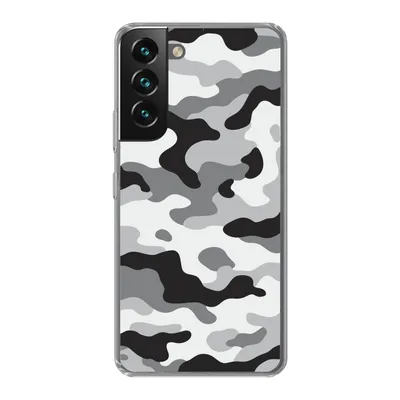 Produktbild von MuchoWow® Handyhülle Schutzhülle Hülle für Samsung Galaxy S22 Schwarz-weißes Camouflage-Muster Silikon Softcase Handy Hülle - Mobiltelefonhülle