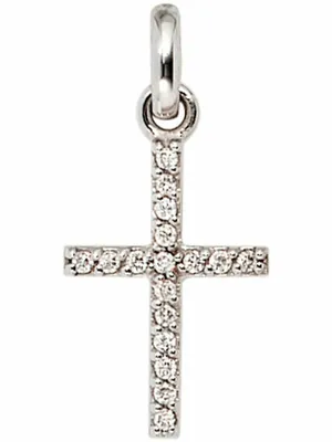 Produktbild von JOBO Anhänger Kreuz 585 Gold Weißgold 17 Diamanten Brillanten 0,09ct.