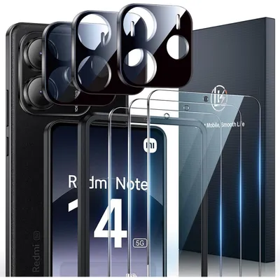 Image de Film de protection pour Redmi Note 14 5G, comprenant 3 protections d'écran et 3 protections pour l'appareil photo, en verre trempé 9H, sans bulles