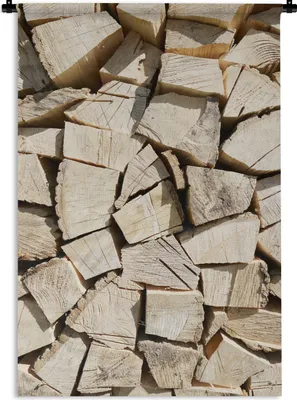Produktbild von MuchoWow® Wandteppich Wandbehang Ein Stapel Brennholz 90x135 cm Tapisserie Dekoration Wandtuch - Baumwolle - Wandskulptur