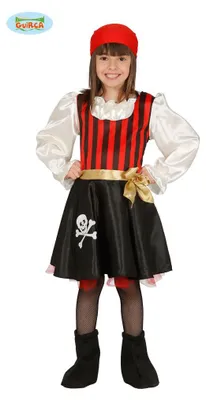 Produktbild von Piratin Kleid Kostüm für Mädchen Gr. 98-146, Größe:98/104