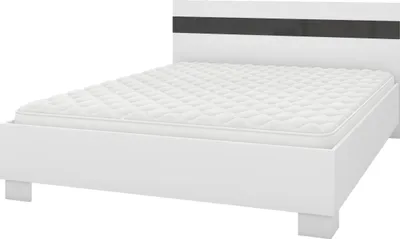 Produktbild von Bett Bettgestell Doppelbett mit Lattenrost 160x200 WEISS/SCHWARZ GLANZ ohne Matratze LUCCA