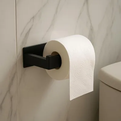 Produktbild von Toilettenpapierhalter, Edelstahl schwarz, selbstklebend, für Badezimmer, ohne Bohren