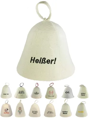 Produktbild von Saunahut aus Wollfilz (SS20-04) Saunamütze mit witzigen Motiven, Filz Kopfschutz Saunakappe Filzkappe Mütze Filzhut Kappe Sauna Hut