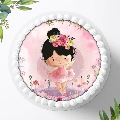 Produktbild von Für die Geburtstags Torte ein Tortenaufleger, Zuckerbild mit dem Motiv: Balarina, Essbares Foto für Torten, Fondant, Ø 20cm, 0059z