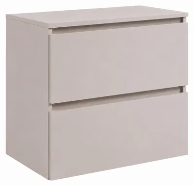 Produktbild von Badezimmerschrank hängend 60 mit Schubladen, Korpus in Kaschmir + Platte in Kaschmir, mit Griffen, 60 x 46 x 58,6 cm, KI-generiertes Bild