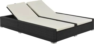 Produktbild von The Living Store Doppel-Sonnenliege Poly Rattan Schwarz