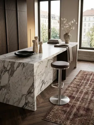 Produktbild von Barhocker WL1.612 Braun Edelstahl höhenverstellbare Sitzhöhe 57 - 82 cm, Barstuhl Modern 360° Drehbar, Tresenhocker mit Standfuß, Design Bistrohocker Hoch, Tresenstuhl-Sitz Gepolstert