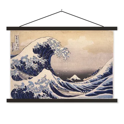 Produktbild von MuchoWow® Textilposter Die große Kluft von Kanagawa - Gemälde von Katsushika Hokusai 120x80 cm mit schwarzem Rahmen - Wanddeko