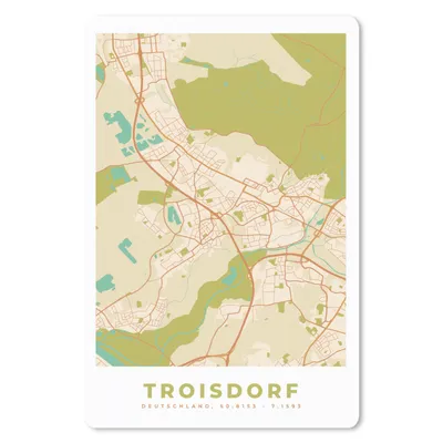Produktbild von MuchoWow® Mauspad Mousepad Troisdorf - Karte - Vintage - Stadtplan 40x60 cm - Mousepads - Maus Mat - Pad - Mausunterlage - Schreibtisch Accesoire