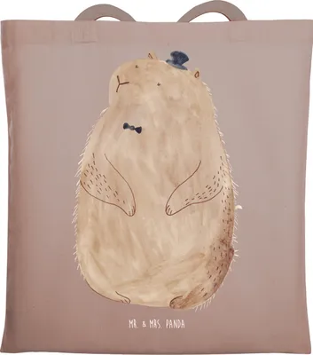 Produktbild von Mr. & Mrs. Panda Stoffbeutel Murmeltier - Braun Pastell - Geschenk, Freundlichkeit, Einkaufstasche, Anstand, Shopping Tasche, Respekt, Laptoptasche, Tote Bag, Knigge