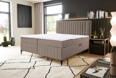 Produktbild von VENASI QUANT Boxspringbett 180x200 mit 2 Bettkästen und TOPPER H2/H3 Matratze BRAUN Bluvel 28