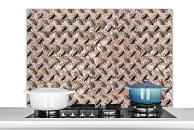 Obrázok produktu pre MuchoWow® Splashback Kuchyňa - Kuchynský backsplash - Ochrana steny pre sporák a drez Kov - plechy - hrdza - vzory 100x65cm Alu-Dibond (alternatíva k