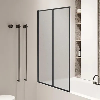 Immagine prodotto di Bettizia cabina doccia 100X140cm schermo pieghevole per vasca da bagno telaio nero schermo doccia attacco vasca cabine doccia