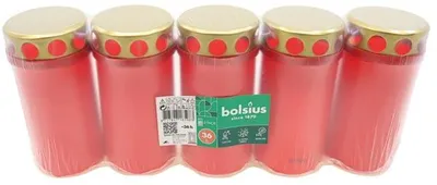 Produktbild von Grablicht Brenner Nr 3 rot m. Golddeckel 5er Pack