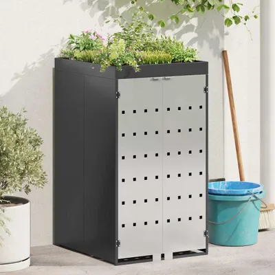 Produktbild von "Schlussverkauf" Mülltonnenlager/Mülltonnenbox - mit Pflanzerdach für 240L Tonne Anthrazit Stahl C17012