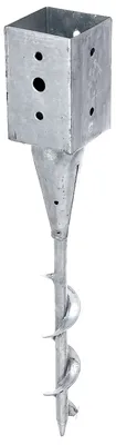 Immagine prodotto di Alberts 208387 Presa a terra a vite, per pali quadrati in legno, zincato a caldo, 91 x 91 mm, lunghezza totale 595 mm
