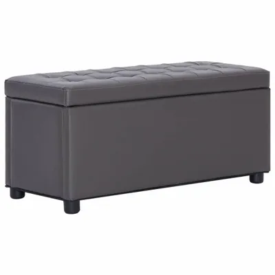 Image de vidaXL Ottoman avec espace de rangement 87,5 cm Gris Similicuir