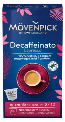 Obrázek produktu pro Kávové kapsle DECAFFEINATO ESPRESSO v hliníkových kapslích od Mövenpick 55g