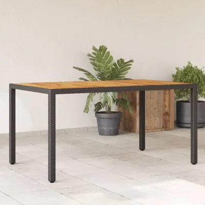 Produktbild von Maison Exclusive - Gartentisch mit Akazienholz-Platte Schwarz Poly Rattan
