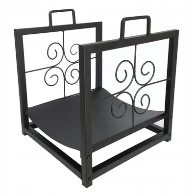 Image de Étagère À Bois Pour La Cheminée – Panier Métallique Décoratif – Acier Noir