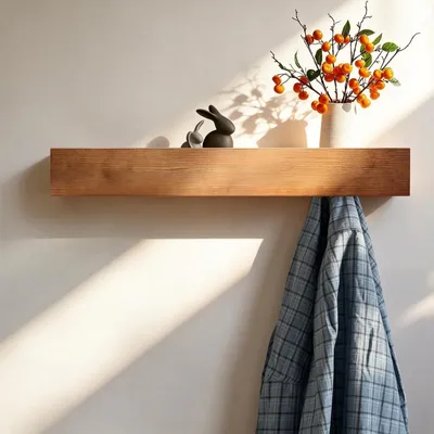 Produktbild von Wandgarderobe mit Regal und 10 Haken - Verstärkte Wandmontage Kleiderhaken