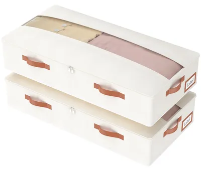 Produktbild von Omgoods – Set aus 2 Unterbett-Aufbewahrungsboxen mit transparentem Deckel und Griffen
