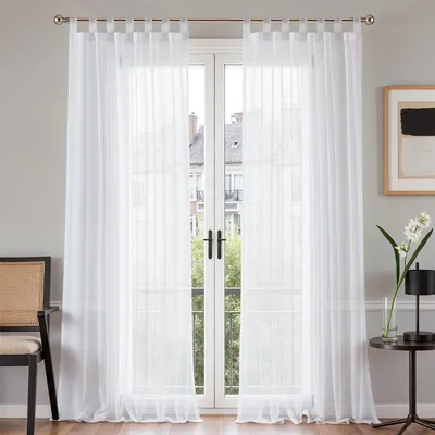 Transparente Vorhänge mit Schlaufen, 2er-Set, 140x245 cm, weiß