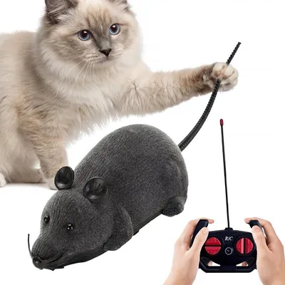 Produktbild von Elektrische Maus für Katzen, ferngesteuertes Katzenspielzeug mit 4-Wege-Steuerung, realistische Plüschmaus mit 8 m Reichweite