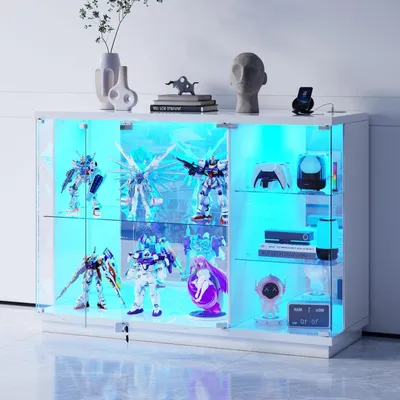 Immagine prodotto di Vetrina espositiva con illuminazione a LED e sensori, chiudibile a chiave, colore bianco