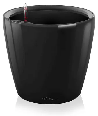 Image de LECHUZA-Vase à plantes CLASSICO Premium LS 35 Noir brillant | Vase à plantes avec système d'arrosage | Surface brillante | Ø 36 x 32,5 cm | 16069