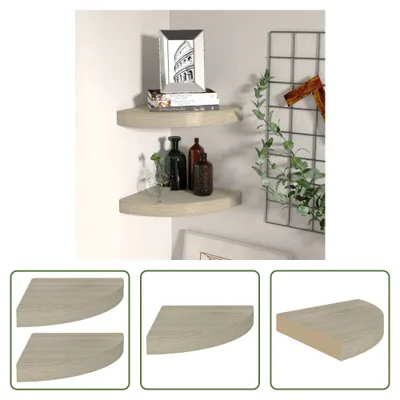 Produktbild von The Living Store Eck-Schweberegale 2 Stk. Eichen-Optik 25x25x3,8 cm MDF