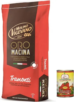 Produktbild von Molino Vigevano Tramonti Oro, Mehl "Typ" 0, Langer Sauerteig, ideal für herzhafte. Packung von 10 kg + Zia Rosa DOP Pomodoro San Marzano Dose von 400g