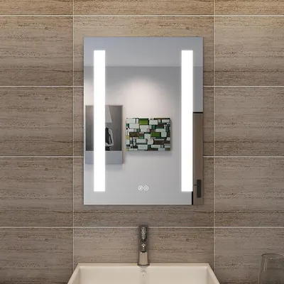 Immagine prodotto di Specchio da bagno illuminato, 50x70 cm, antiappannamento, specchio a parete per il bagno con interruttore touch, illuminazione LED, luce bianca fredda/neutra/calda, grado di protezione IP44