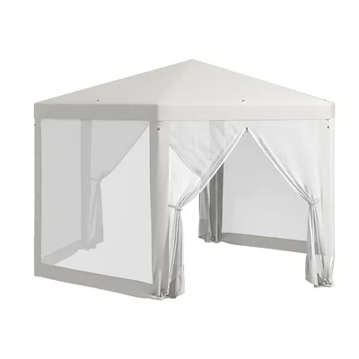 Produktbild von Pavillon mit Moskitonetz 6-eckig Partyzelt Gartenpavillon für Gartenfeiern & Veranstaltungen 3,94x3,412x2,5m Creme