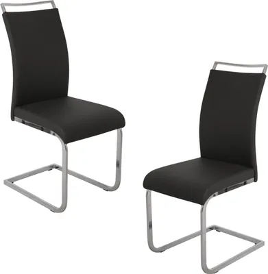 Produktbild von SVITA JUDY 2er Set Freischwinger Esszimmerstuhl Polster Kunstleder Chrom schwarz